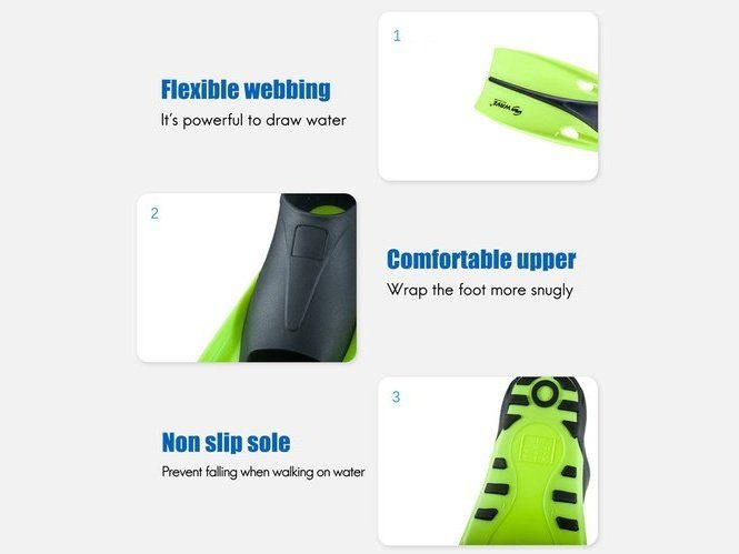 WAVE Snorkeling Professional Long Flippers Men Women Scuba Diving Fins TPR Non-S